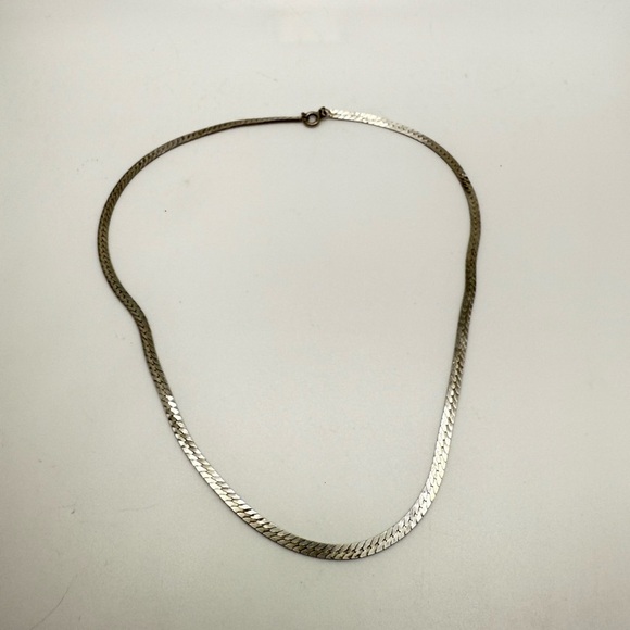 Vintage Sterling Silver 925 Herringbone Chain Necklace - Picture 1 of 4